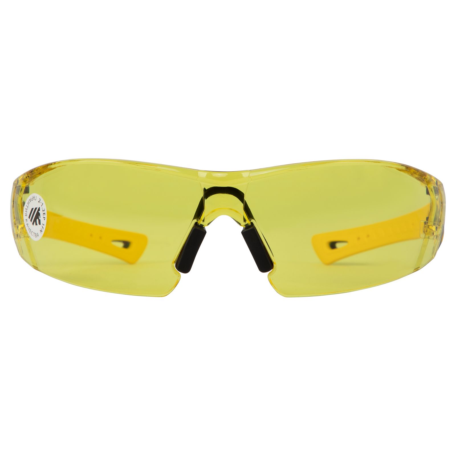 Очки защитные открытые, поликарбонатные, желтая линза, 2х комп.дужки Denzel 