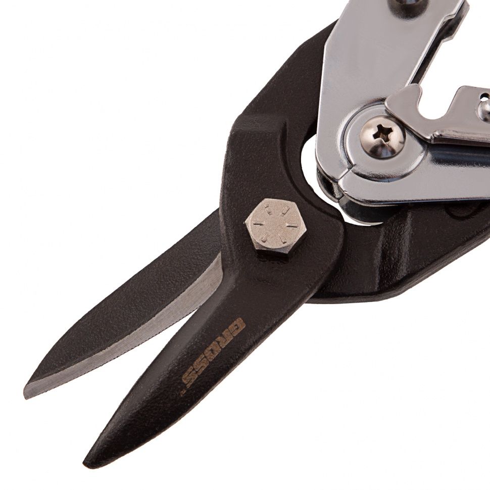 Ножницы по металлу"Piranha"усиленные, 255 мм, прямой рез, сталь СrMo, двухкомпонентные рукоятки Gross 