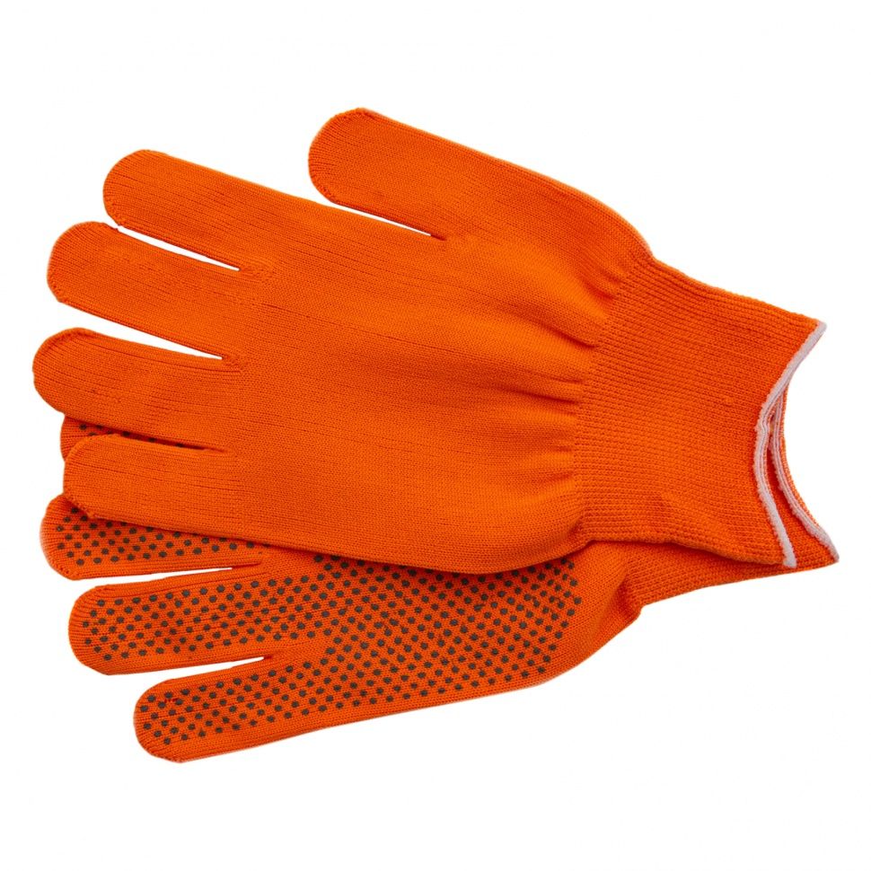 Перчатки Нейлон, ПВХ точка, 13 класс, оранжевые, XL Россия 