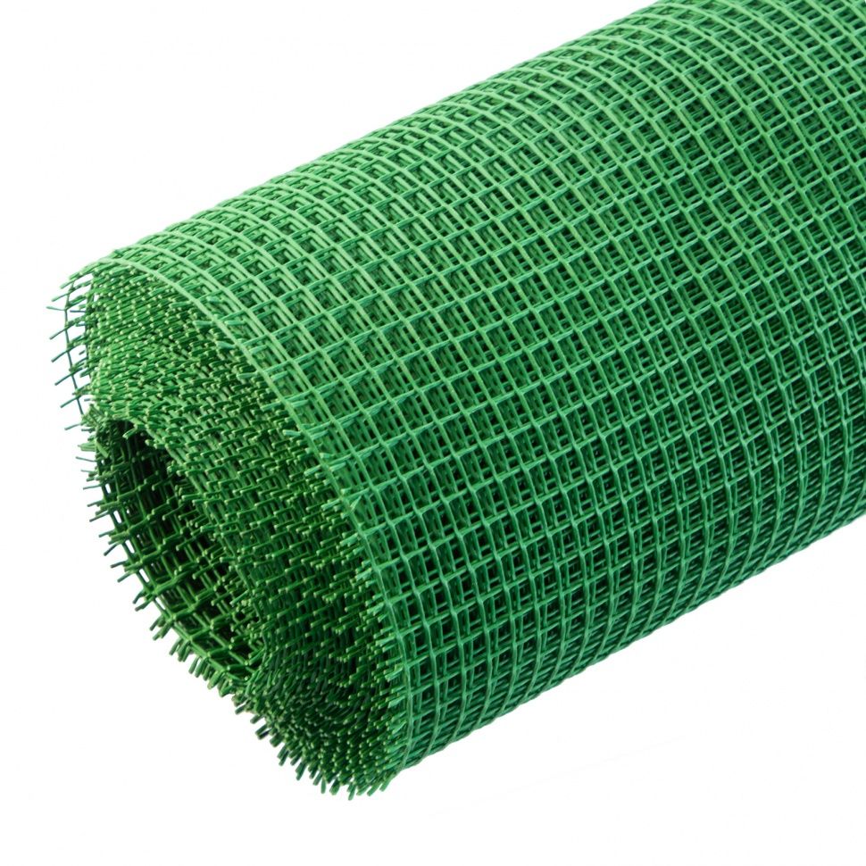 Решетка заборная в рулоне, 1 х 20 м, ячейка 15 х 15 мм, пластиковая, зеленая, Россия 
