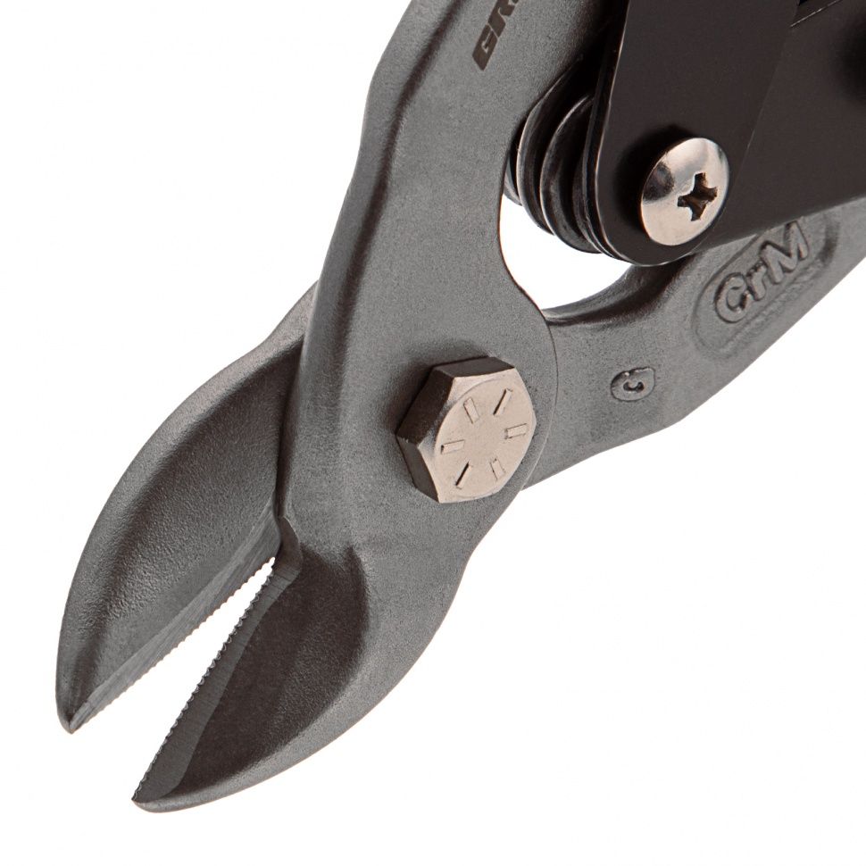 Ножницы по металлу "Piranha", 230 мм, прямой усиленный рез (Bulldog), сталь СrMo, двухкомпонентная рукоятка-ки Gross 