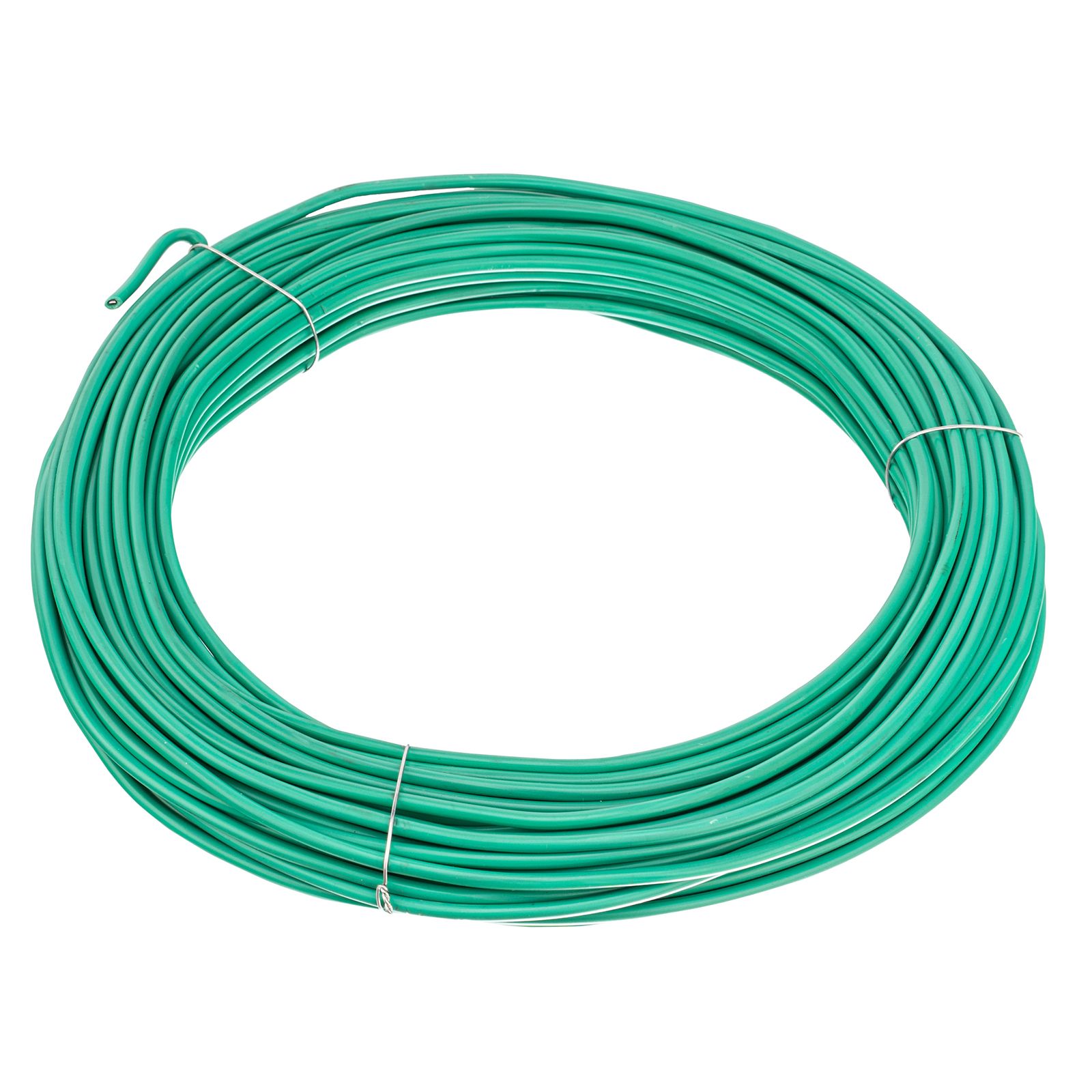 Проволока для подвязки, стальная в ПВХ (зеленый) 25 м, внутр. 1.6 мм / внеш. 3 мм Сибртех 
