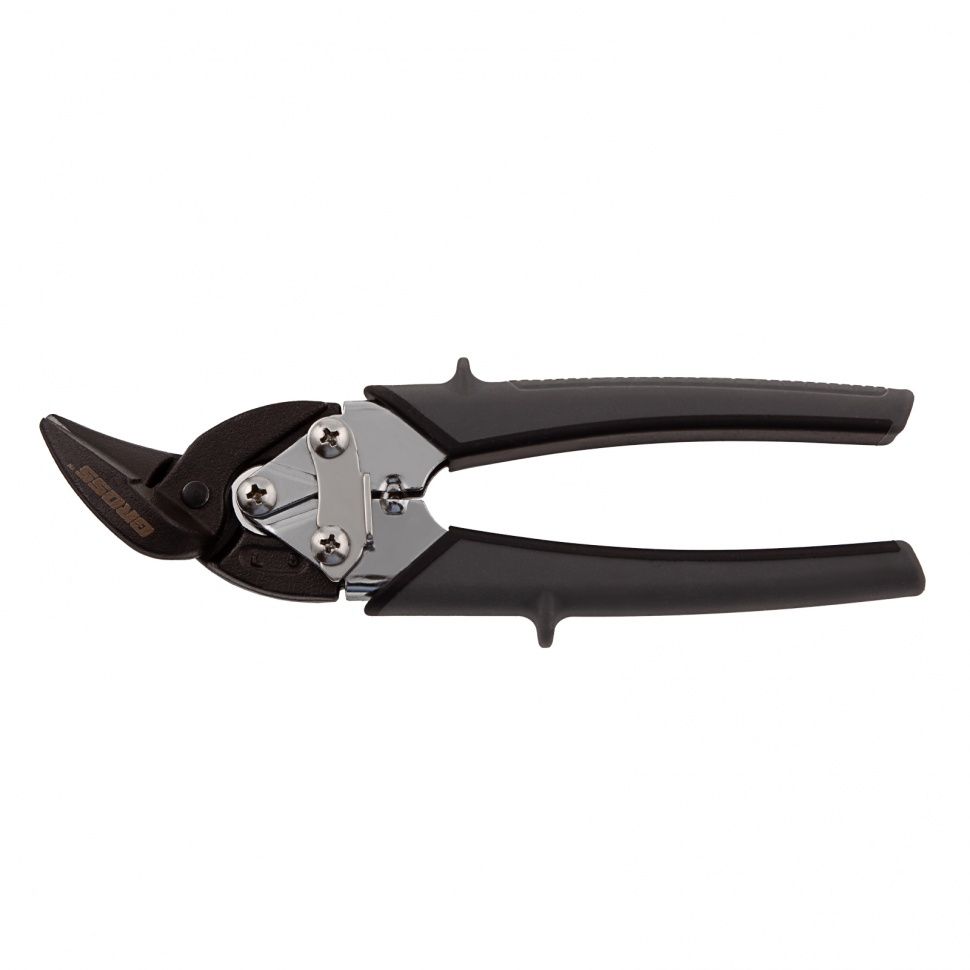 Ножницы по металлу "Piranha", 185 мм, прямой и левый рез, сталь СrM, двухкомпонентные рукоятки Gross 