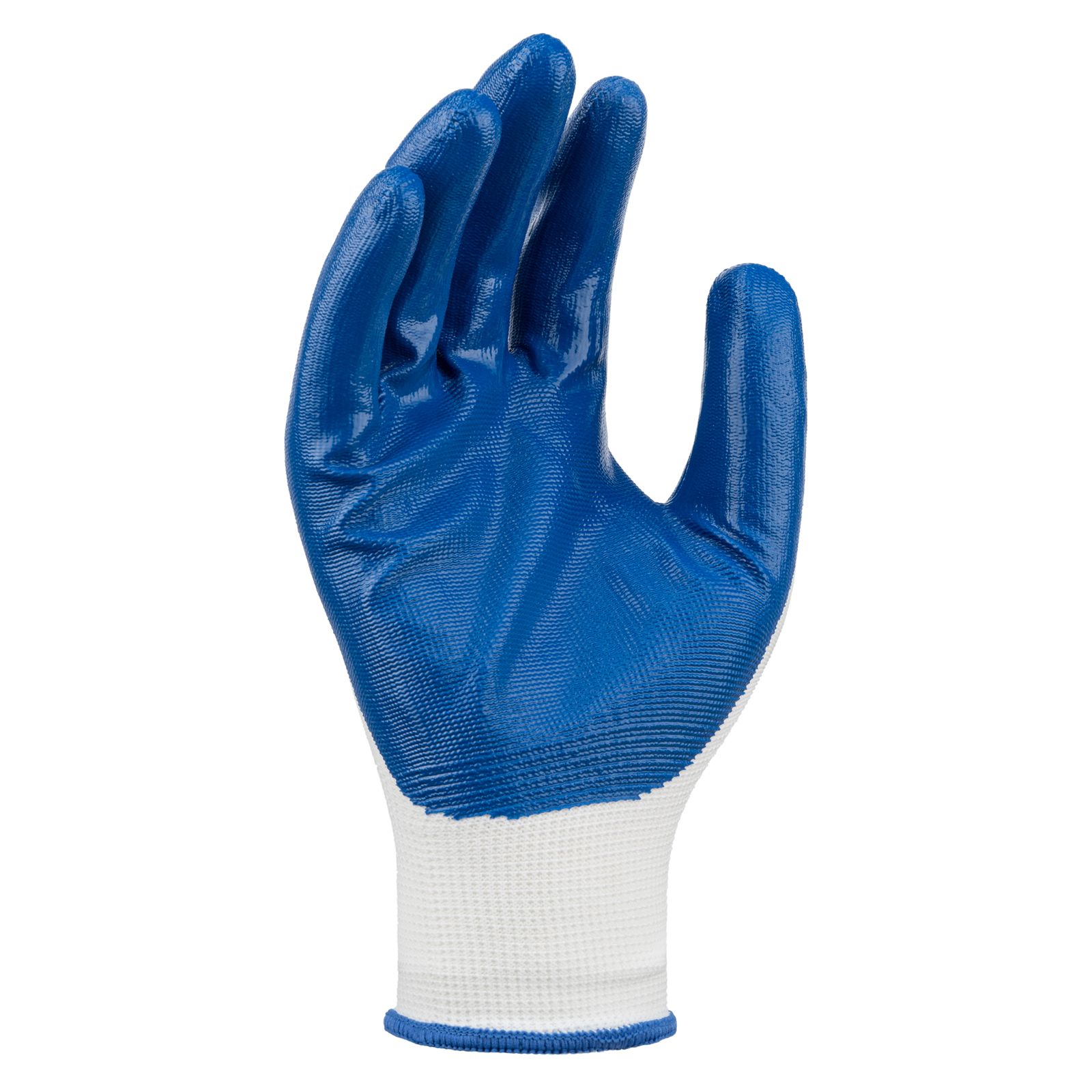 Перчатки полиэфирные с синим нитрильным покрытием, размер 9, 13 класс вязки// Сибртех 