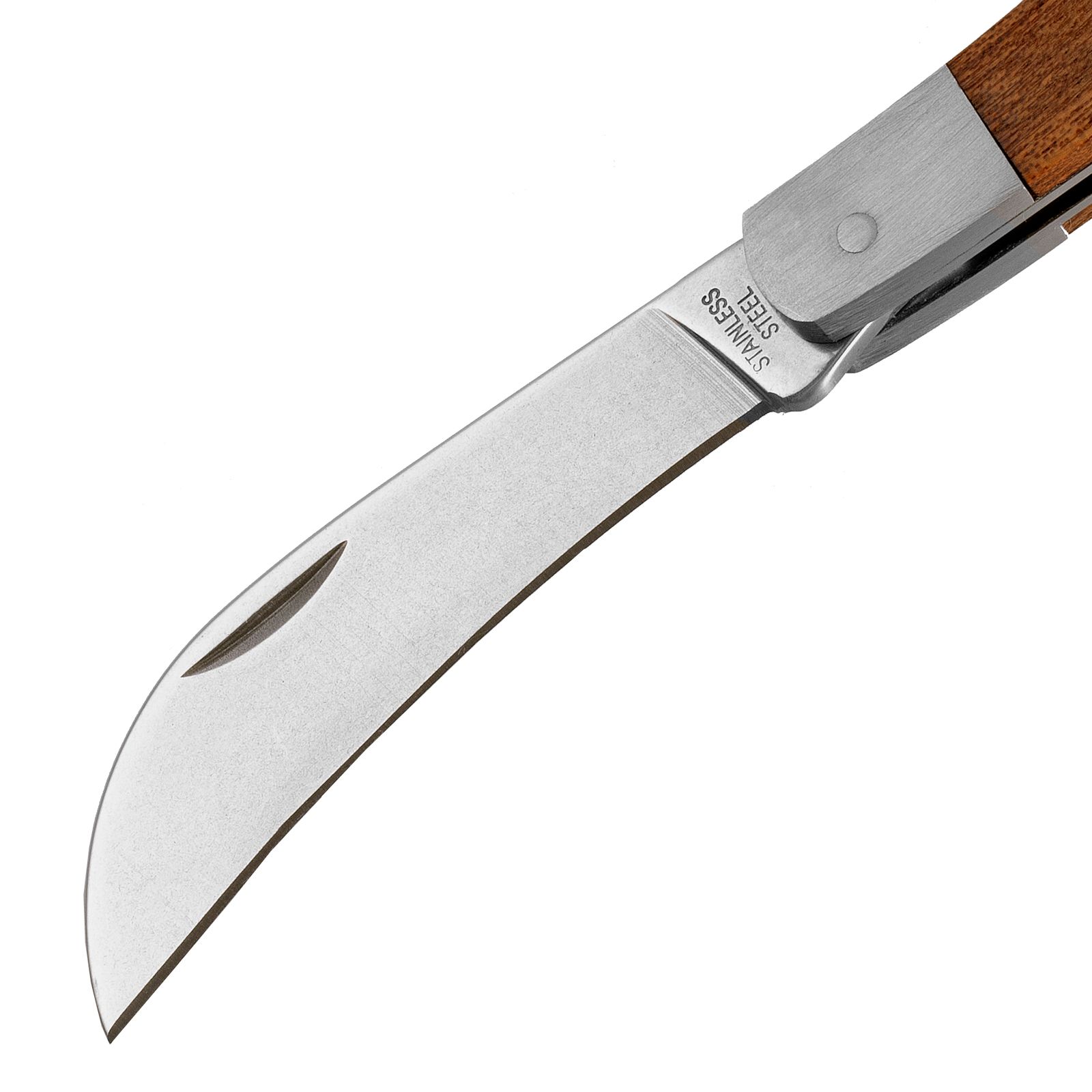 Нож садовый складной, изогнутое лезвие, 170 мм, деревянная рукоятка, Palisad 